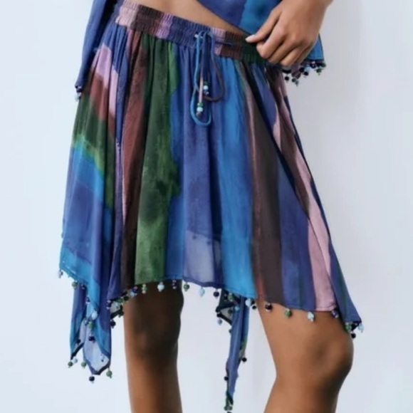 Colorful Striped Skirt with Beaded Hem - Picture 10 of 13